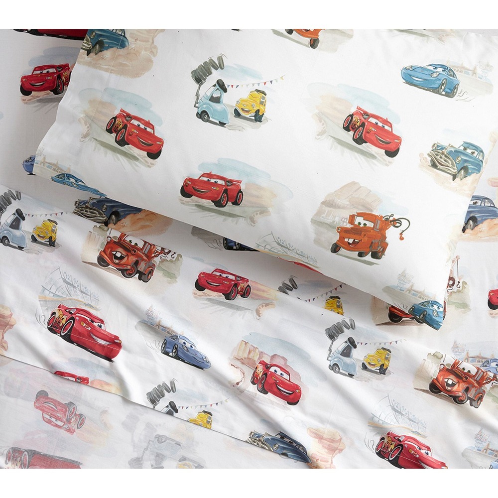 Pottery Barn Kids Disney Pixar Cars Organic Cotton Full Sheet Set w/Pillowcase